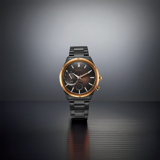 Titan Stellar Quartz Multifunction Grey Dial Stainless Steel Strap Watch for Men