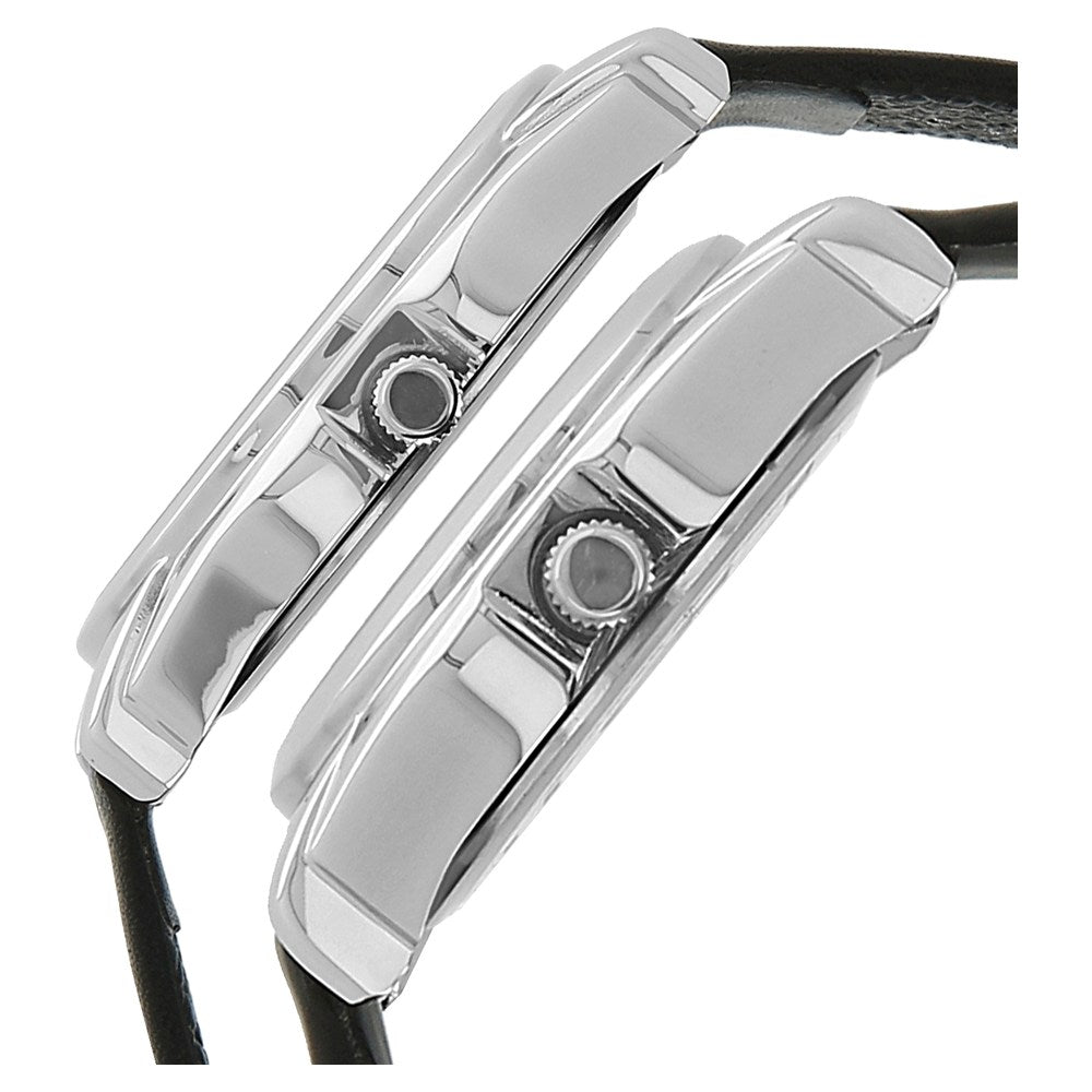 Titan Analog with Day and Date Silver Dial Leather Strap watch for Couple