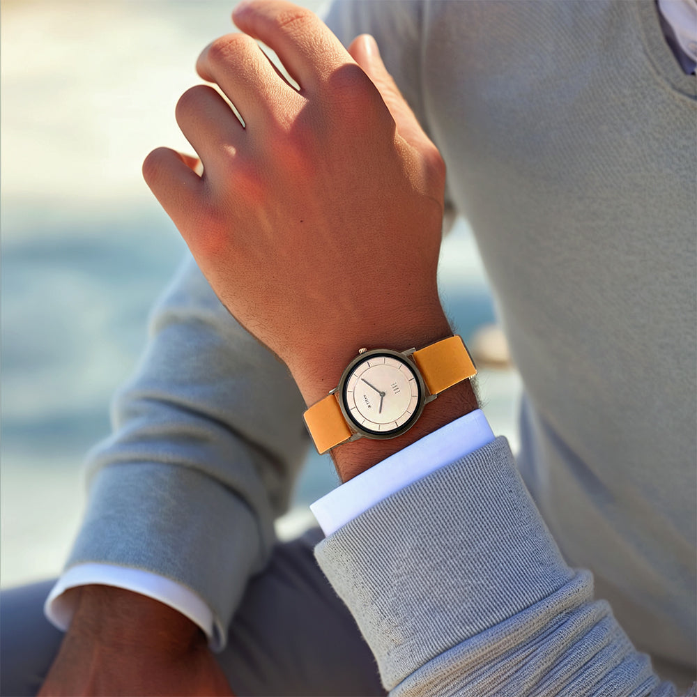 Đồng hồ Nam TITAN dây da Edge 1595 mặt Be 37 mm - 1595QL01