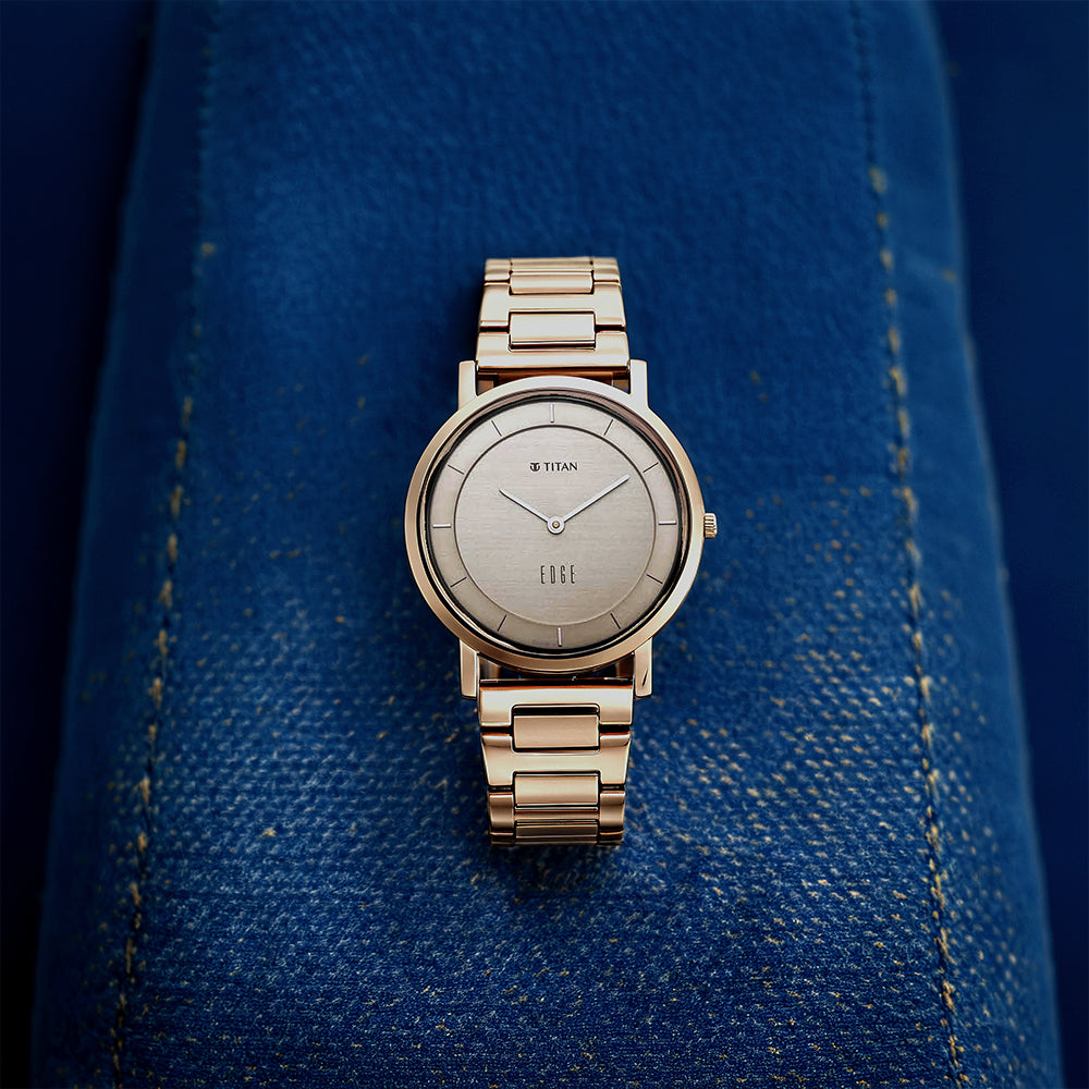 Buy Titan Edge Beige Dial Analog Stainless Steel Strap watch for