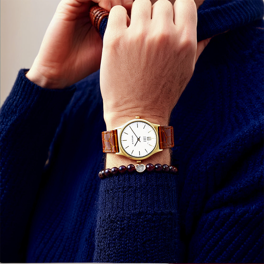 Đồng hồ Nam TITAN dây da Edge màu Trắng - 1683YL01