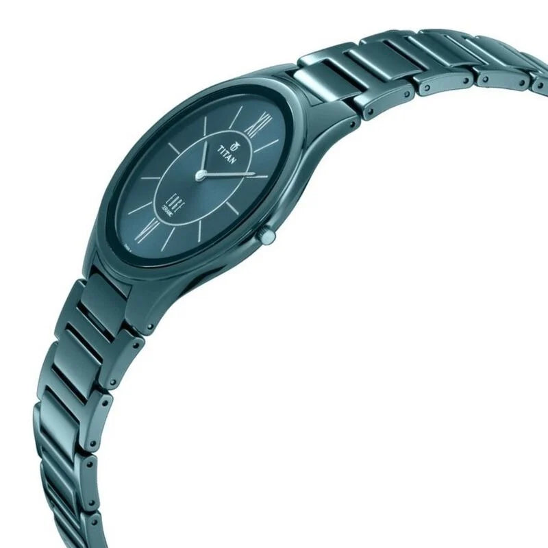 Đồng hồ Nam TITAN dây gốm sứ Edge in Ceramic màu Xanh 40 mm - 1696QC03