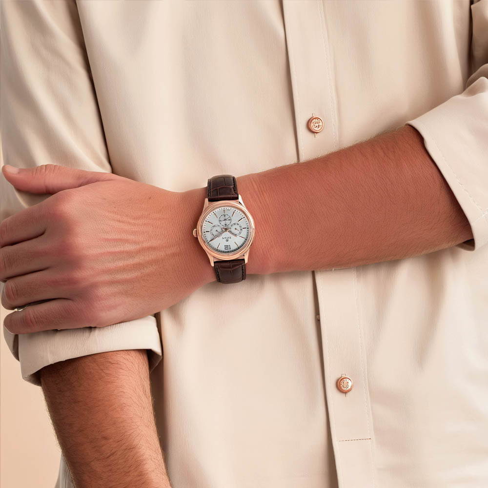 Đồng hồ Nam TITAN dây da Titan Neo V màu Bạc 42 mm - 1805SL04