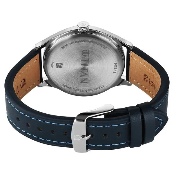 Titan Neo Economy V Blue Round Dial Leather Strap Watch For Men