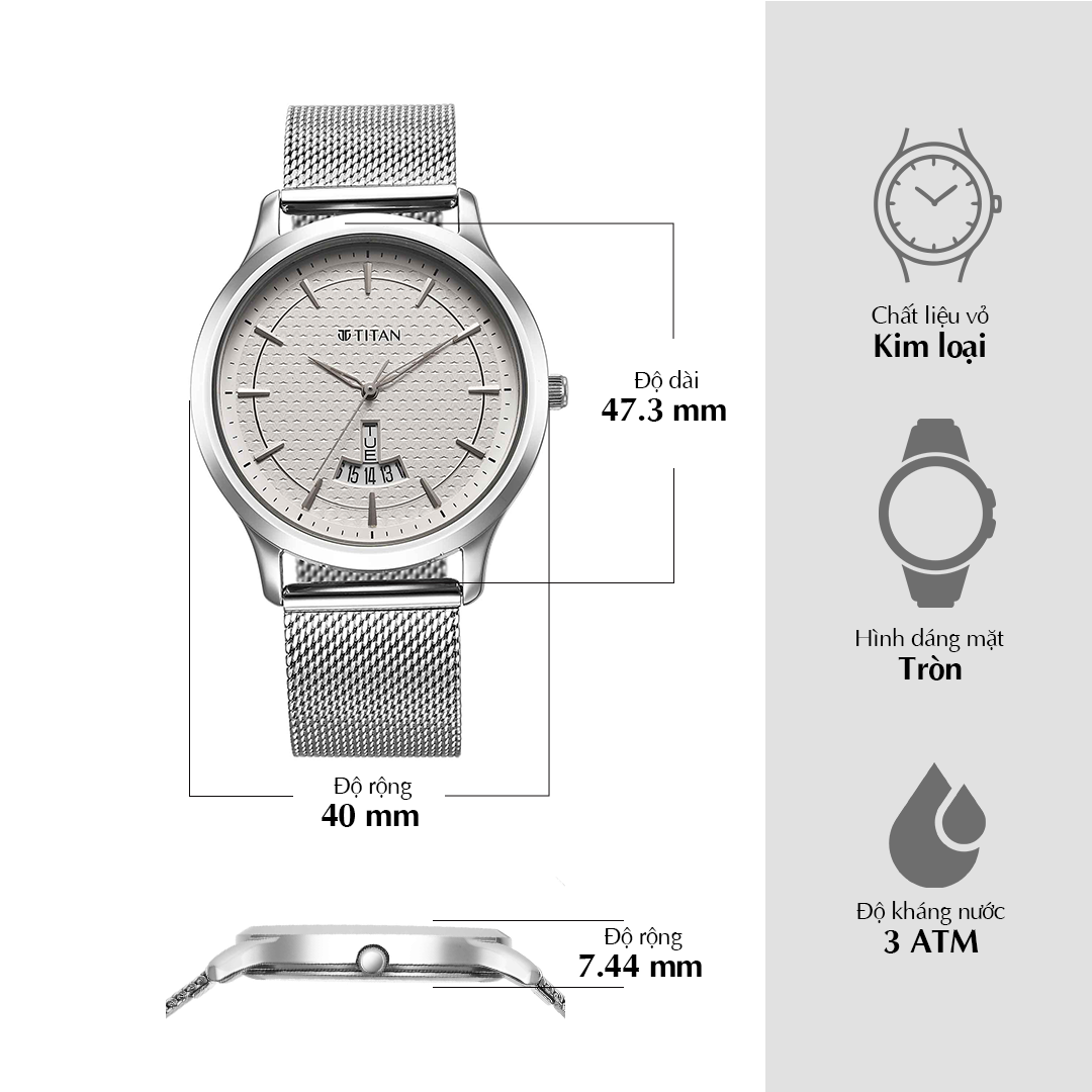 Đồng hồ nam TITAN N/A 1825SM10 dây thép không gỉ - Thép