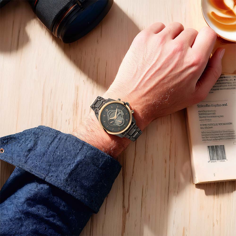 Đồng hồ Nam TITAN dây thép không gỉ Maritime màu Đen 45 mm - 1830KM01