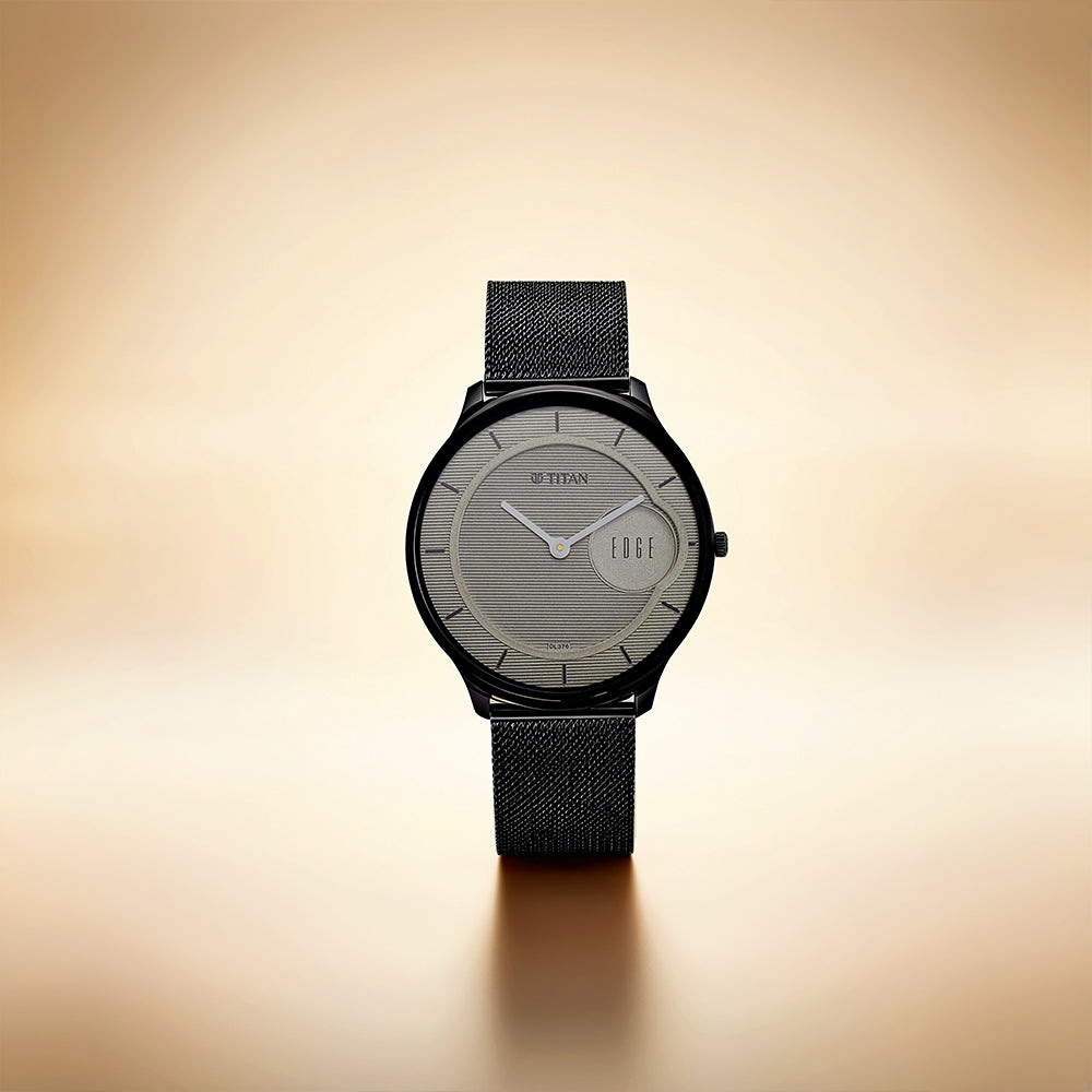 Đồng hồ Nam TITAN dây thép không gỉ Edge Baseline màu Be 38 mm - 1843NM01