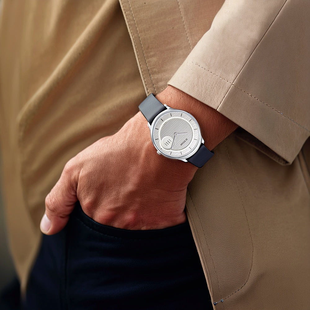 Đồng hồ Nam TITAN dây da Gents Edge màu Xám 38 mm - 1843SL01