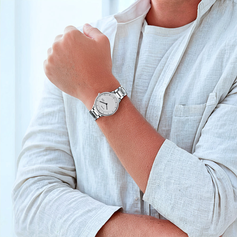 Đồng hồ Nam TITAN dây thép không gỉ Edge Metal mặt màu Xám 38 mm - 1843SM02