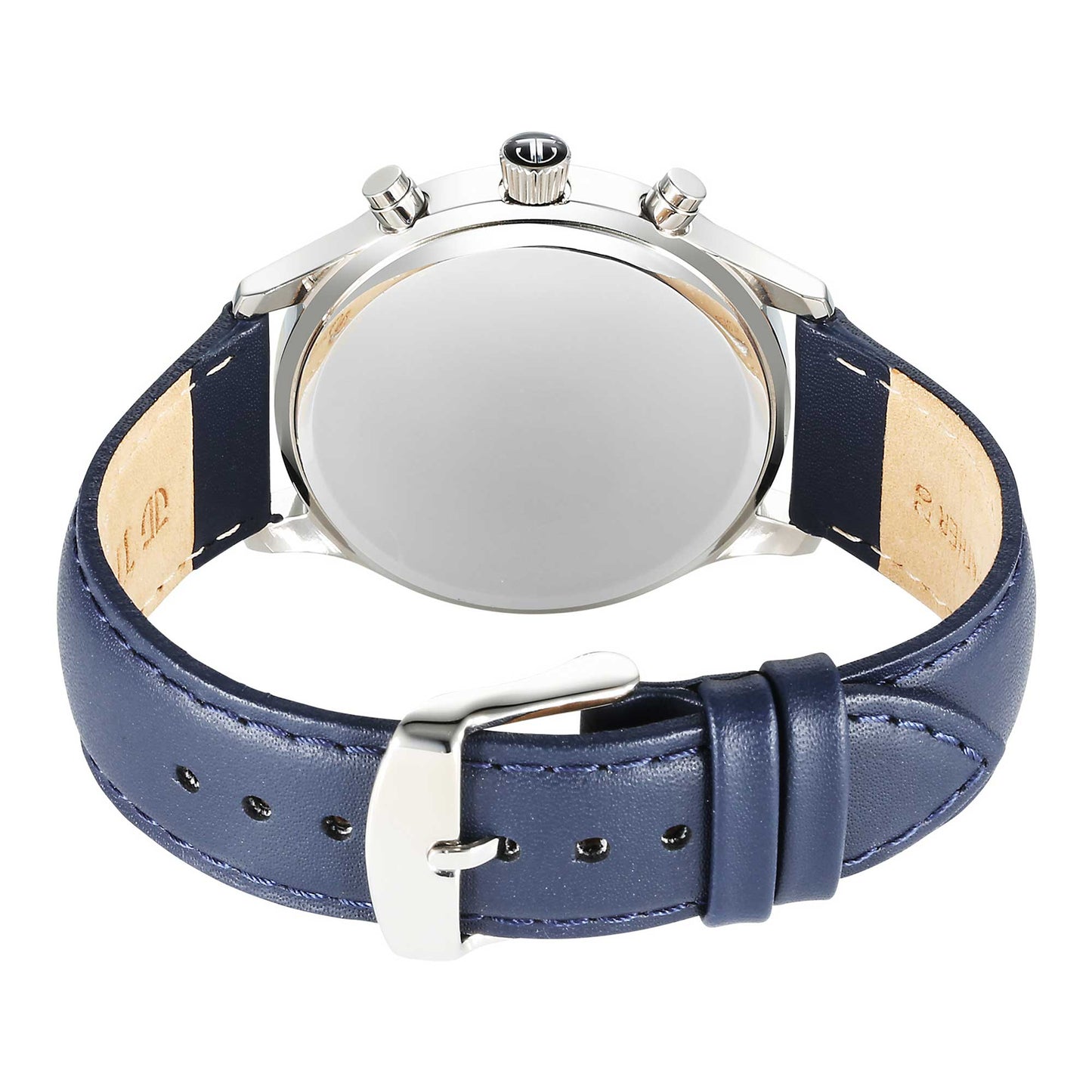 Titan Sapphire Quartz Multifunction Silver Dial Leather Strap Watch for Men