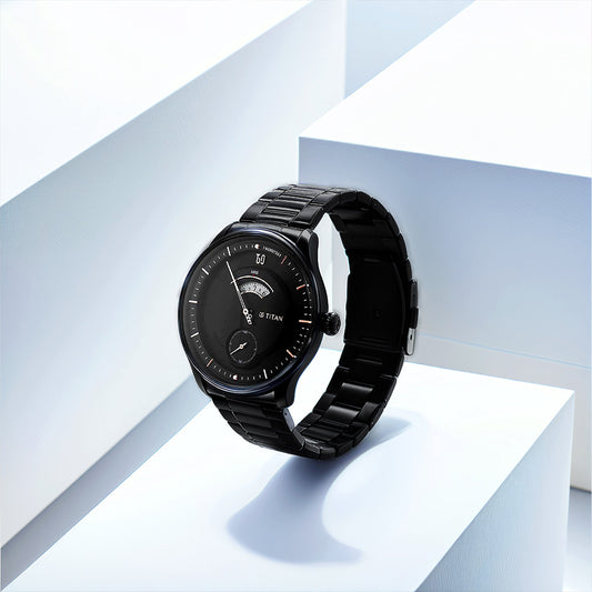 Đồng hồ Nam TITAN dây thép không gỉ Quartet màu Đen 43 mm - 1890NM01