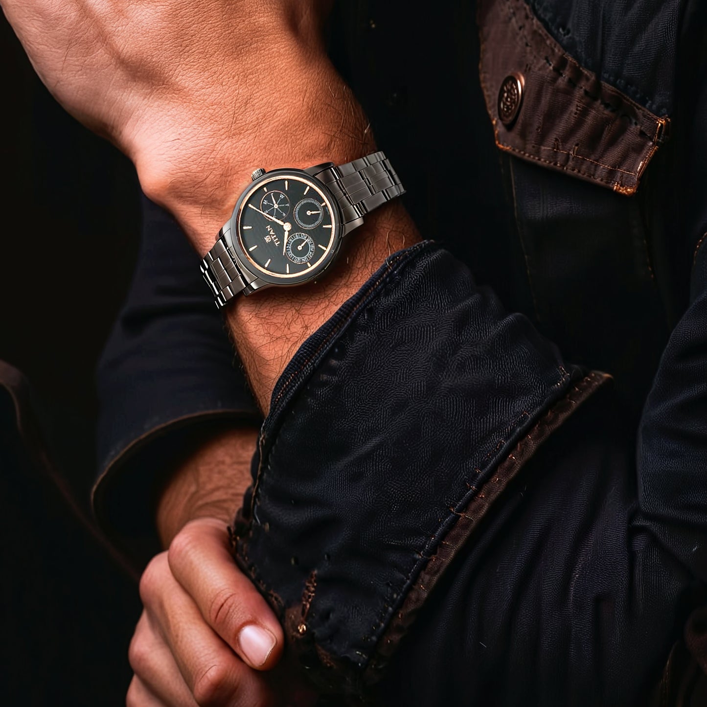 Đồng hồ Nữ TITAN dây thép không gỉ Neo All Blacks mặt màu Đen 32 mm - 2589NM01