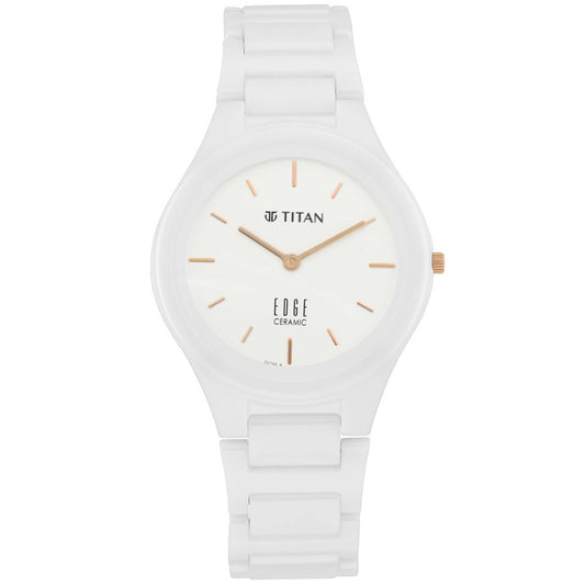 Titan Edge Ceramic White Dial Analog Ceramic Strap watch for Women