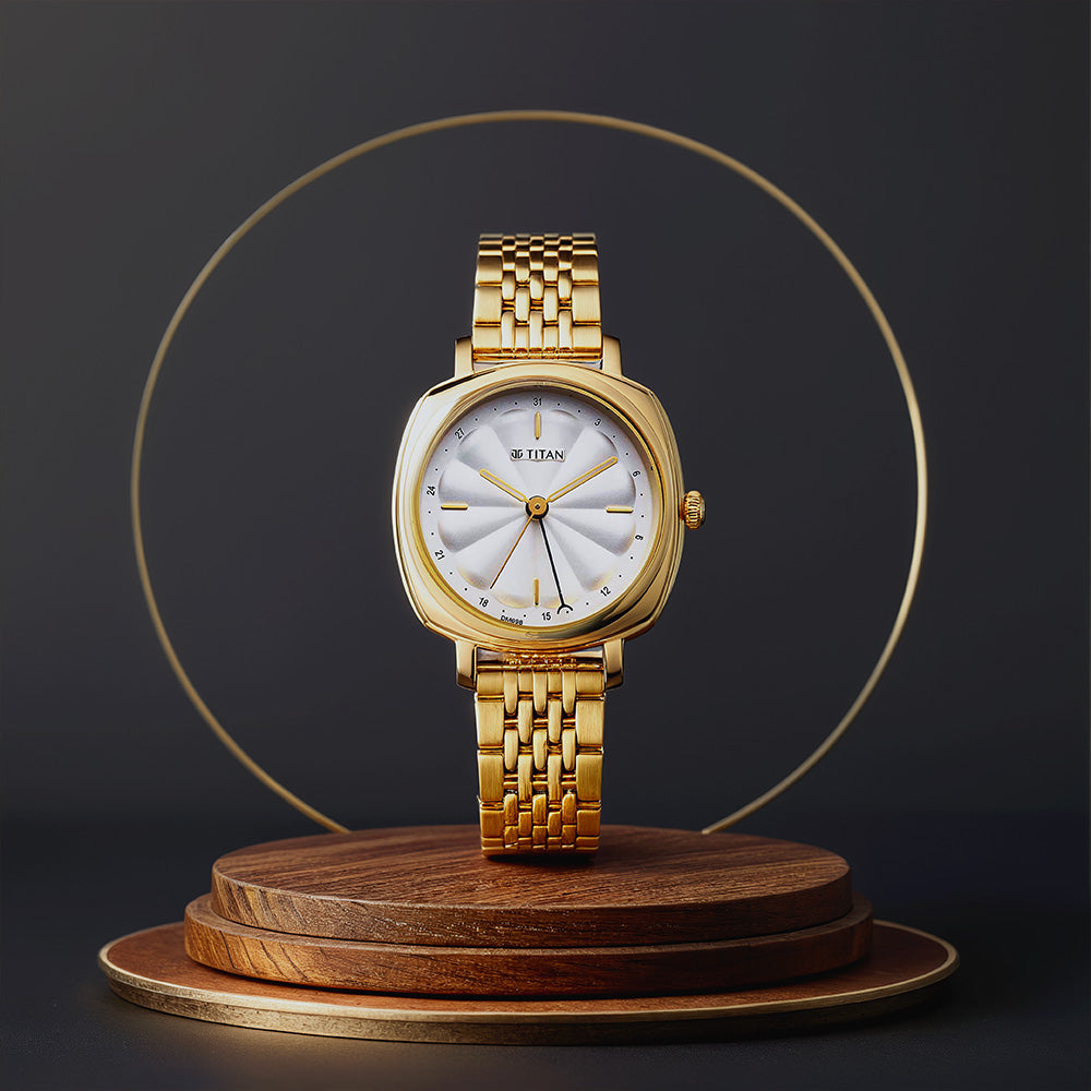 Đồng hồ Nữ TITAN dây thép không gỉ Neo màu Hồng 37 mm - 2689YM01