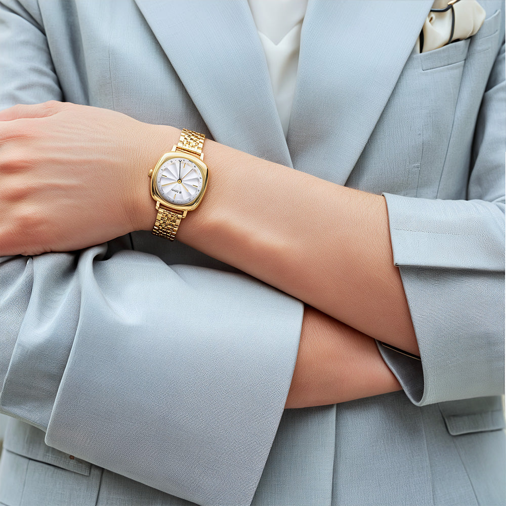 Đồng hồ Nữ TITAN dây thép không gỉ Neo màu Hồng 37 mm - 2689YM01