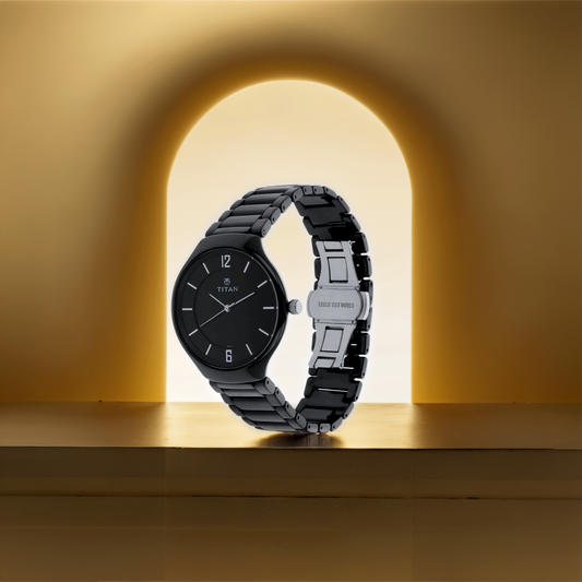 Đồng hồ Titan Black Dial Analog Ceramic Strap Ceramic Strap dành cho nam