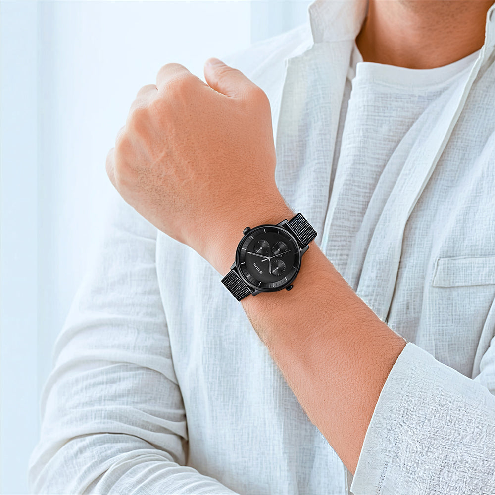 Đồng hồ Nam TITAN dây thép không gỉ Modern Classics màu Đen 42 mm - 94006NM01