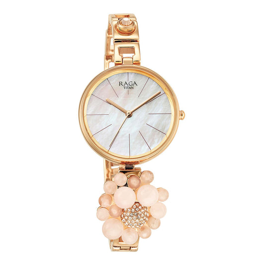 Titan Raga Delight Mother Of Pearl Dial Analog Metal Strap Watch for Women