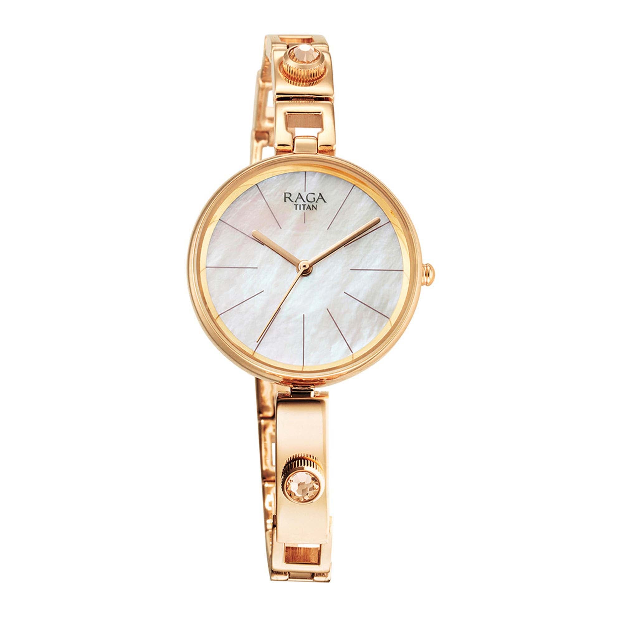 Titan Raga Delight Mother Of Pearl Dial Analog Metal Strap Watch for Women