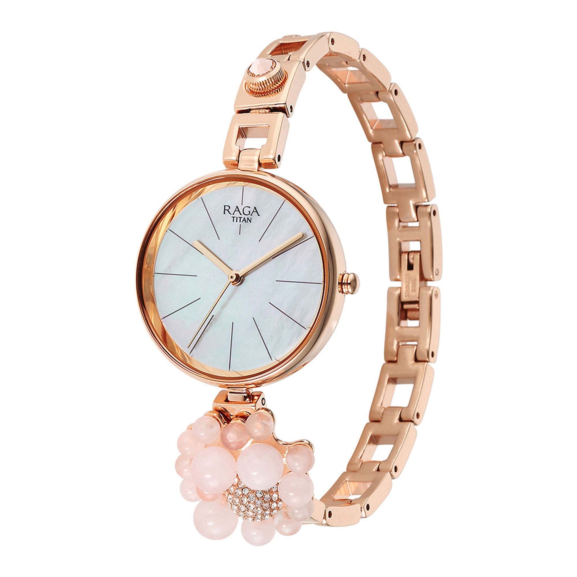 Titan Raga Delight Mother Of Pearl Dial Analog Metal Strap Watch for Women