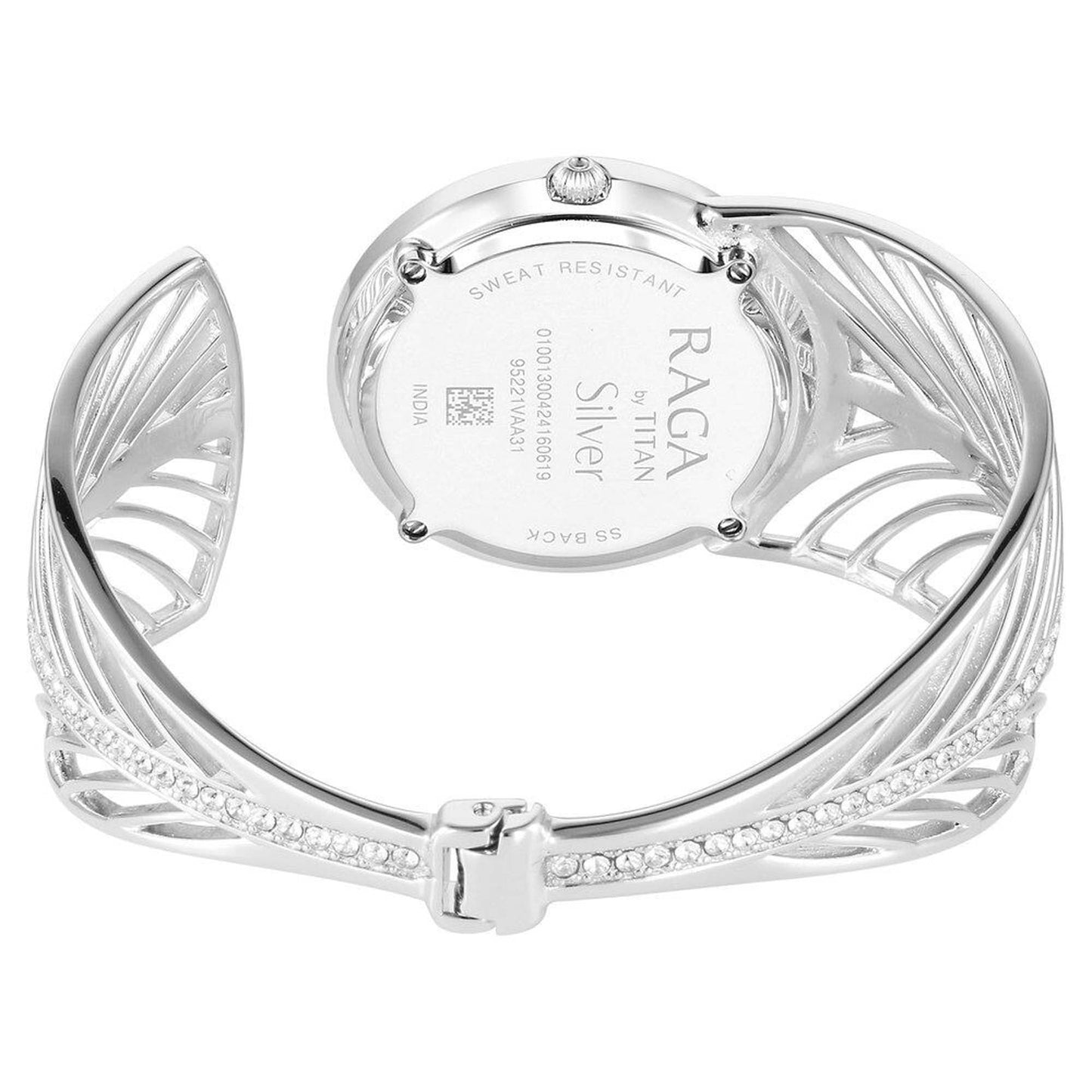 Đồng hồ Nữ TITAN Titan Raga Silver Quartz Analog Blue Dial With Sterling Silver Metal Strap And Case Watch For Women (Large) dây thép không gỉ mặt màu xanh - 95221VM01