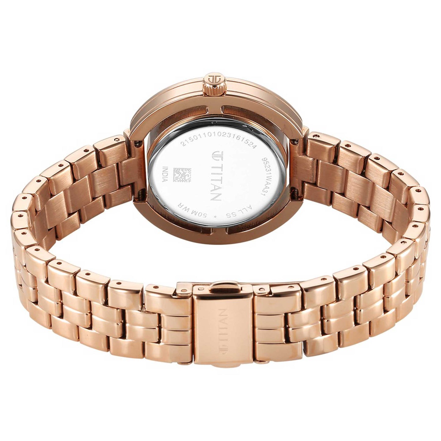 Dây đeo bằng thép không gỉ Titan Purple Abstract Quartz Analog Rose Gold dành cho nữ-95231WM01