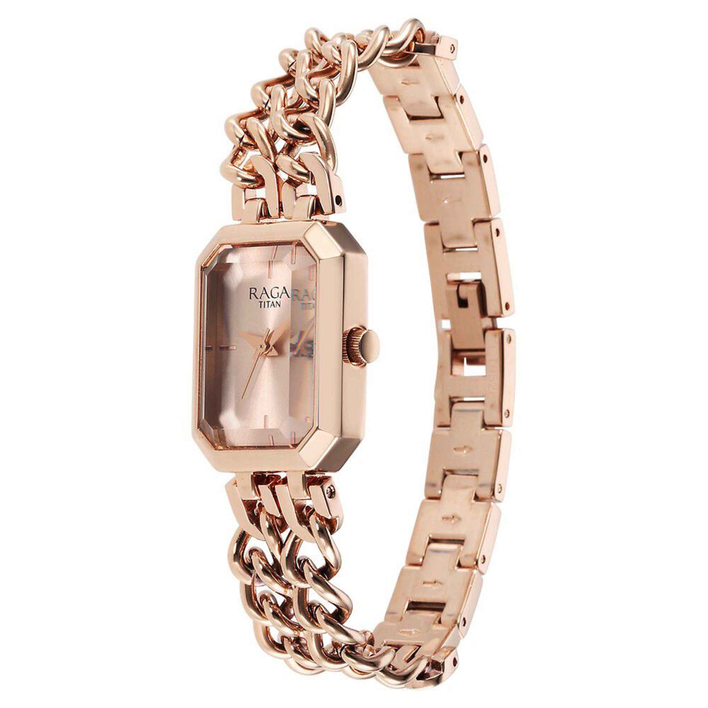 Đồng hồ Titan Raga Showstopper Quartz Analog mặt số vàng hồng dây đeo kim loại dành cho nữ