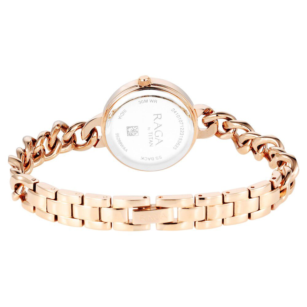 Titan Raga Showstopper Quartz Analog Rose Gold Round Dial Rose Gold Metal Strap Watch For Women 95288WM01