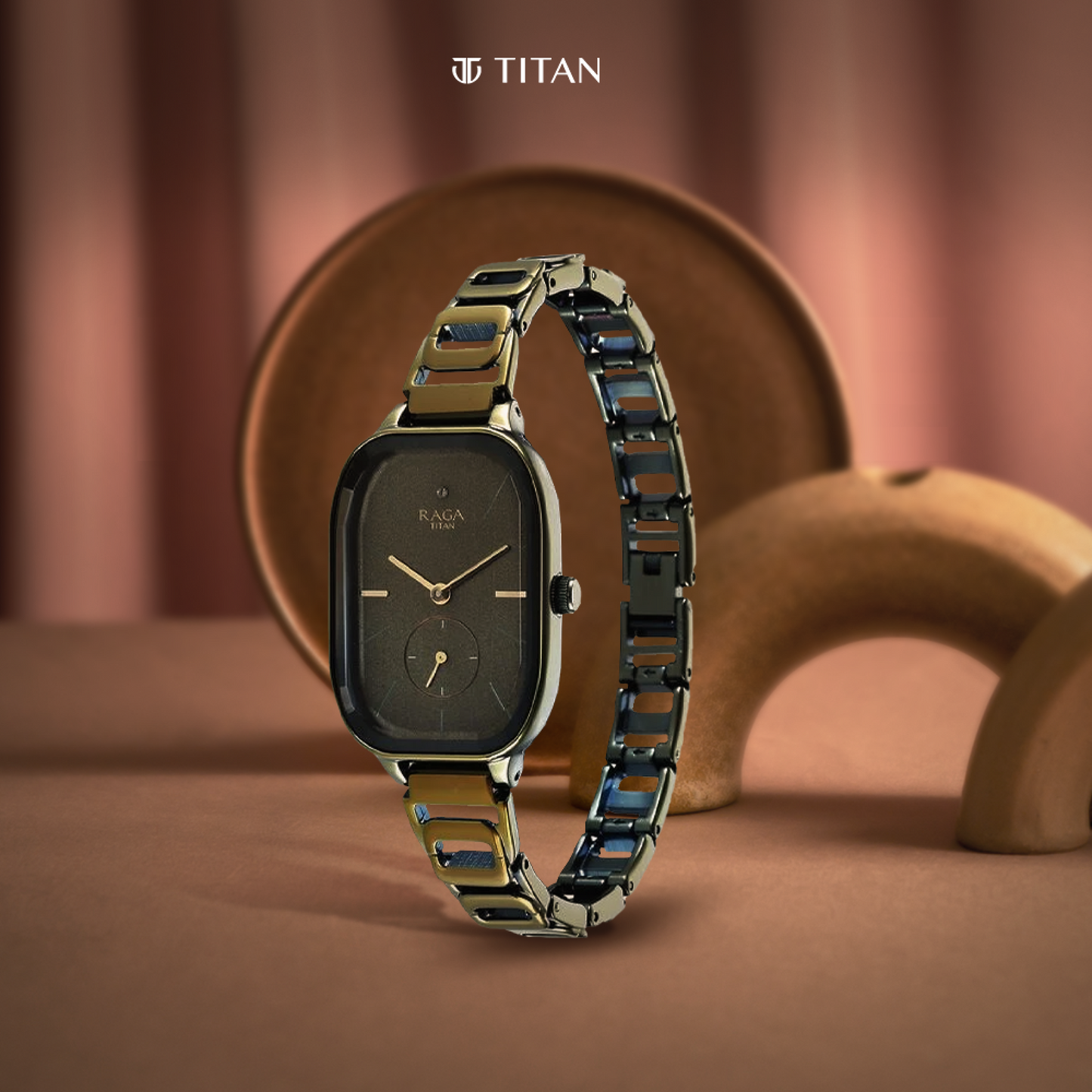 Titan Raga Chic Quartz Analog Green Dial Green Metal Strap Watch for Women