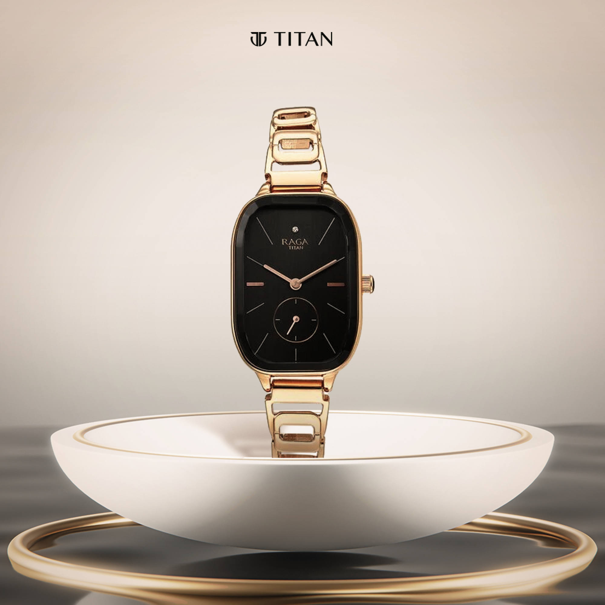 Đồng hồ nữ TITAN Raga Chic 2687WM01 dây kim loại - Vàng hồng