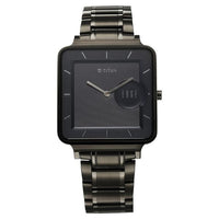 Đồng hồ Nam TITAN Titan Edge Quad Quartz Analog Blue Dial With Grey Stainless Steel Strap Watch For Men dây thép không gỉ mặt màu đen - 10017QM01