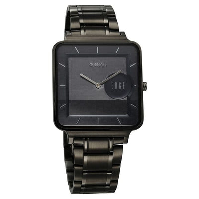 Đồng hồ Nam TITAN Titan Edge Quad Quartz Analog Blue Dial With Grey Stainless Steel Strap Watch For Men dây thép không gỉ mặt màu đen - 10017QM01
