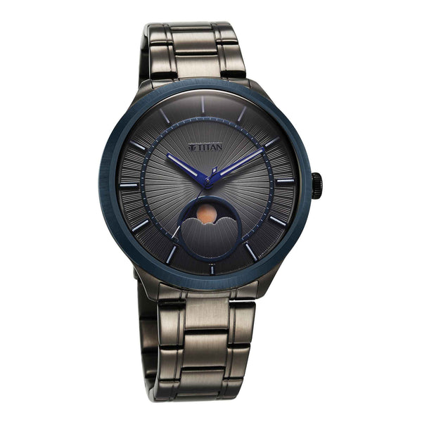 Đồng hồ Nam TITAN NULL dây thép không gỉ mặt màu đen - 10028KM01