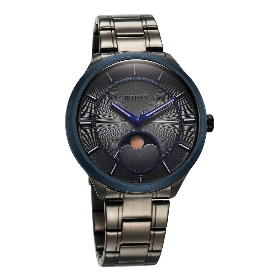 Đồng hồ Nam TITAN NULL dây thép không gỉ mặt màu đen - 10028KM01