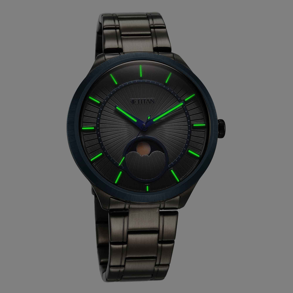 Đồng hồ Nam TITAN NULL dây thép không gỉ mặt màu đen - 10028KM01