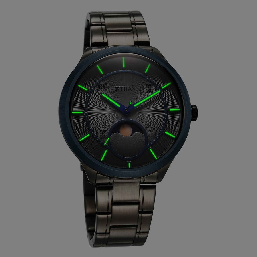 Đồng hồ Nam TITAN NULL dây thép không gỉ mặt màu đen - 10028KM01