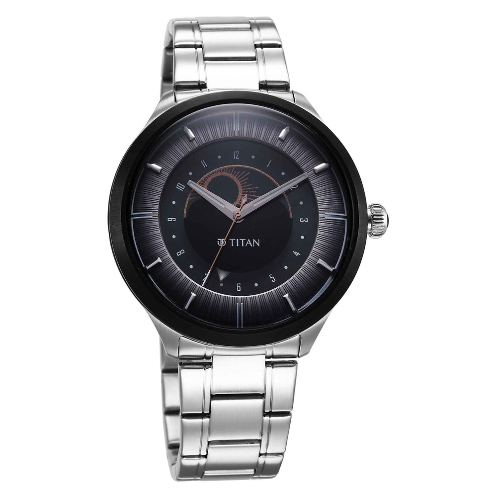 Đồng hồ Nam TITAN NULL dây thép không gỉ mặt màu đen - 10028KM02