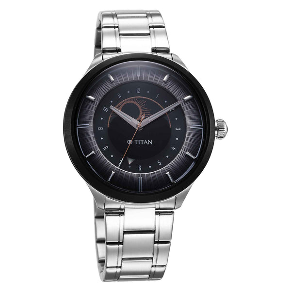 Đồng hồ Nam TITAN NULL dây thép không gỉ mặt màu đen - 10028KM02