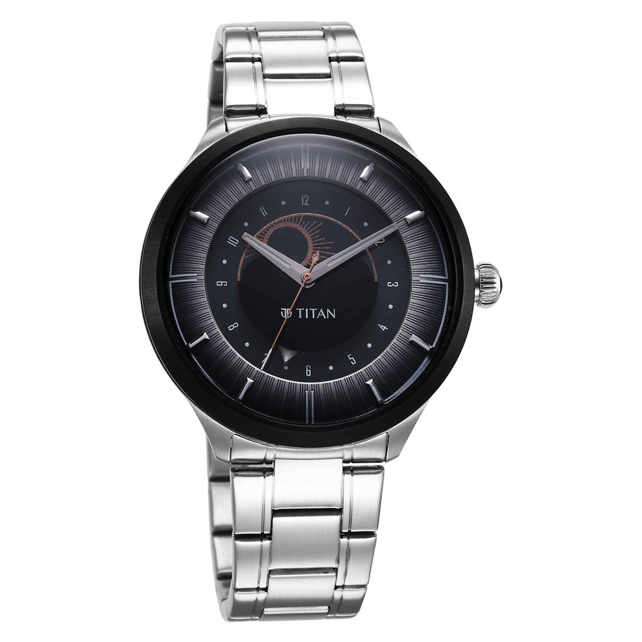 Đồng hồ Nam TITAN NULL dây thép không gỉ mặt màu đen - 10028KM02