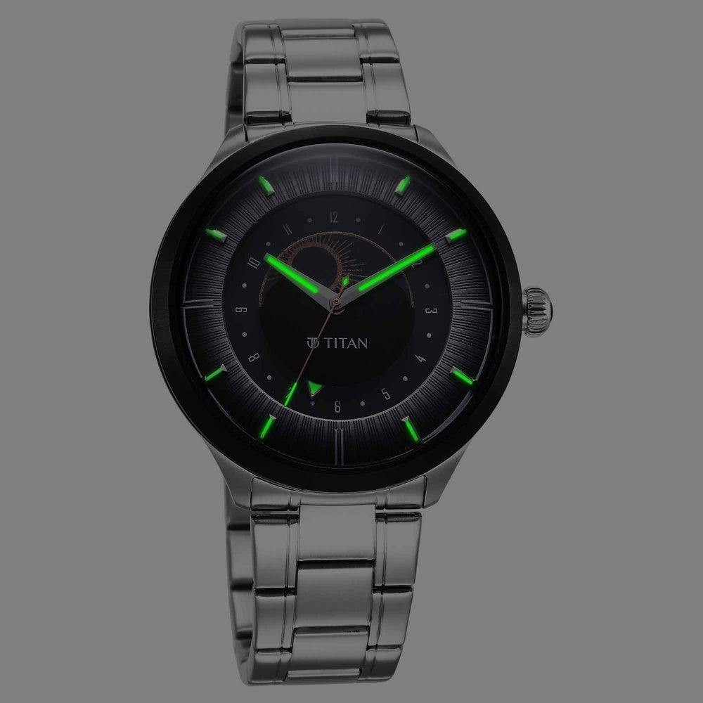 Đồng hồ Nam TITAN NULL dây thép không gỉ mặt màu đen - 10028KM02