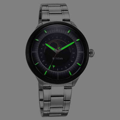 Đồng hồ Nam TITAN NULL dây thép không gỉ mặt màu đen - 10028KM02
