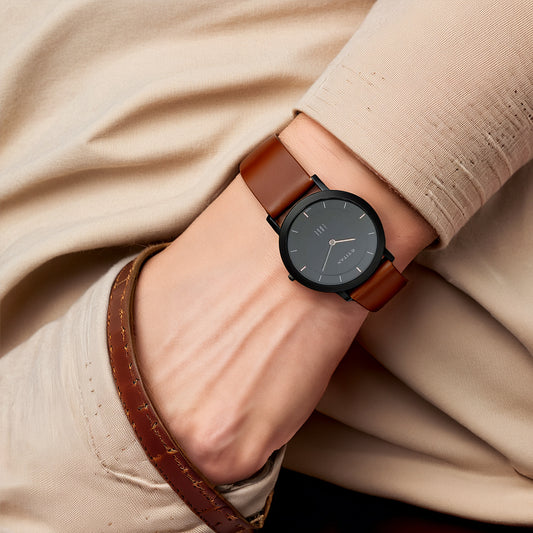 Đồng hồ Nam TITAN dây da Titan Edge mặt Đen 37 mm - 1595NL03