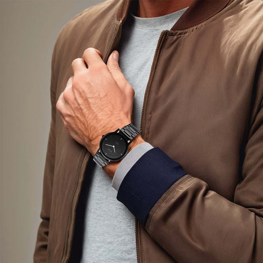 Đồng hồ Nam TITAN dây thép không gỉ Edge Metals mặt Đen 38 mm - 1595NM01