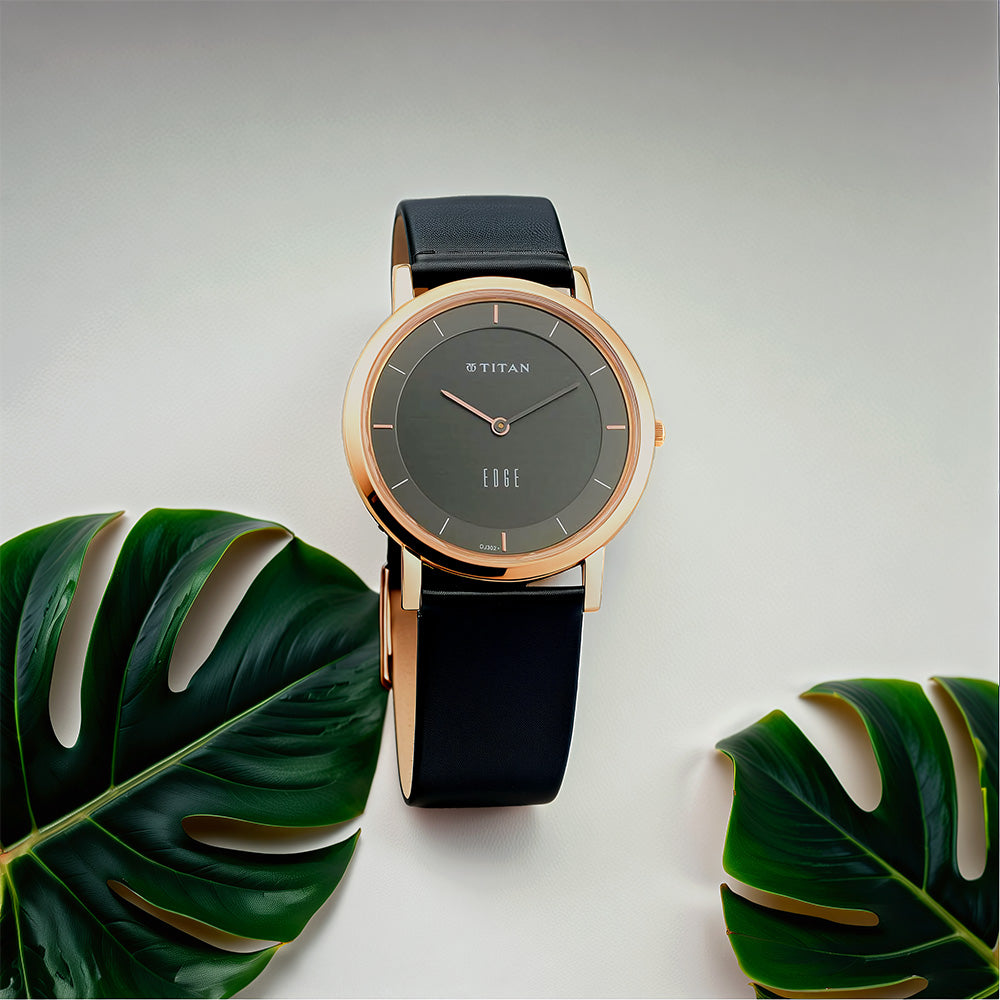 Đồng hồ Nam TITAN dây da Edge màu Anthracite 37 mm - 1595WL09
