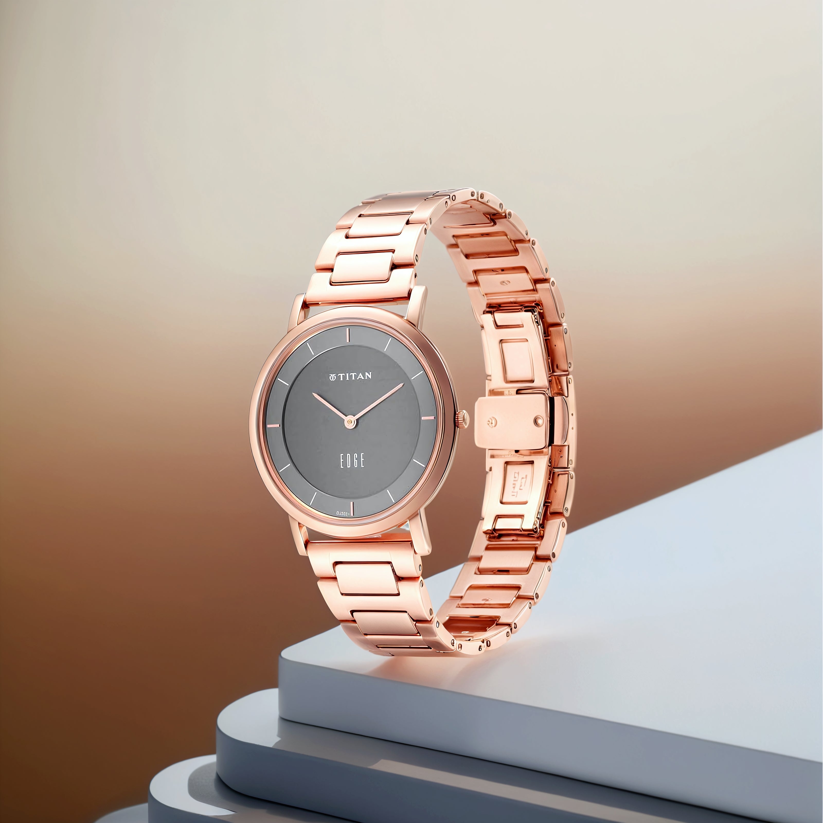 Đồng hồ Nam TITAN dây thép không gỉ Edge Metals màu Xám 38 mm - 1595WM01