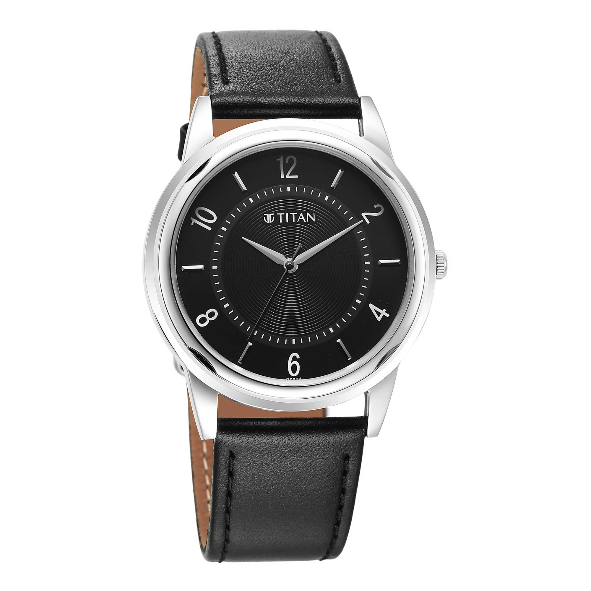 Titan Karishma Zing Quartz Analog Black Dial Leather Strap Watch for Men