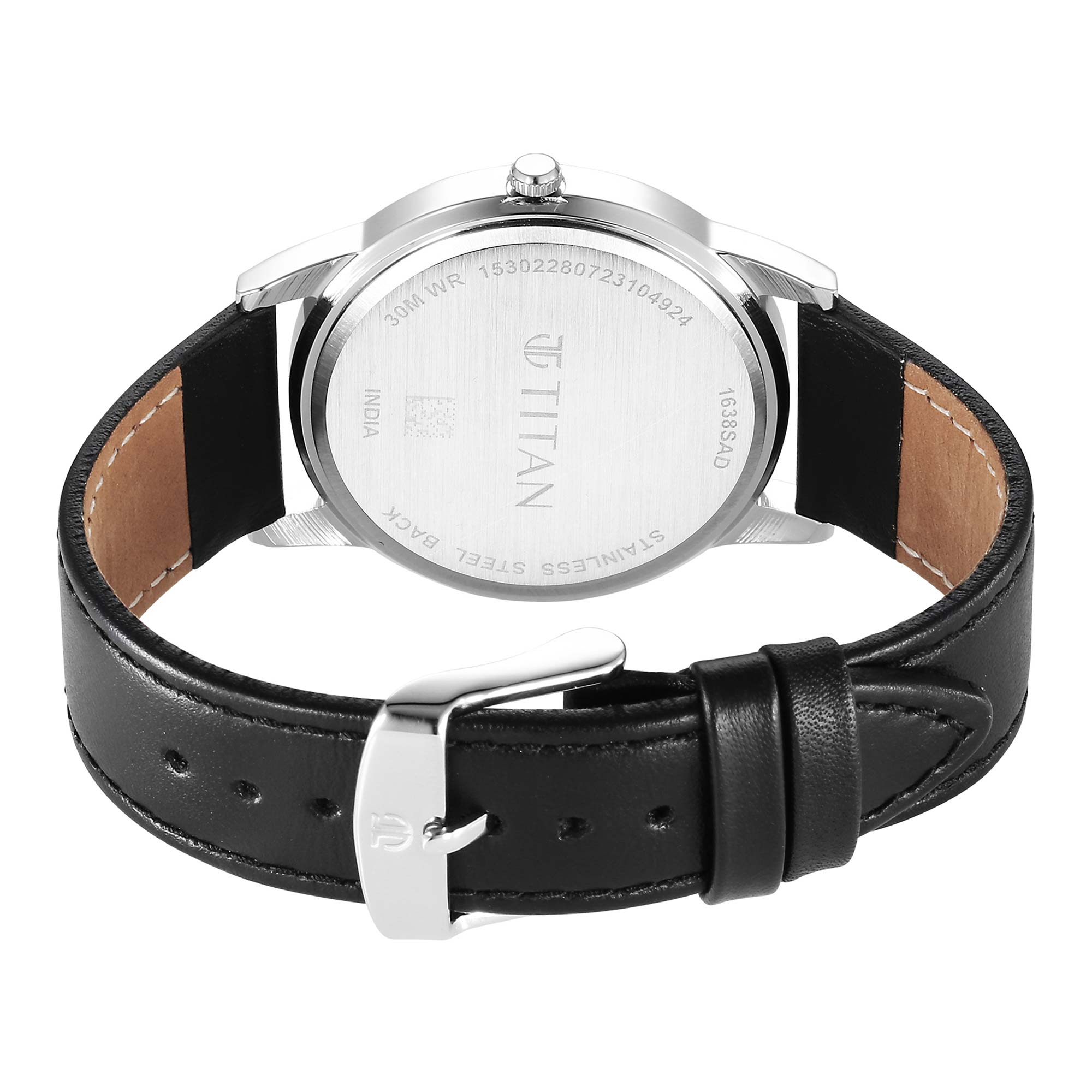 Titan Karishma Zing Quartz Analog Black Dial Leather Strap Watch for Men