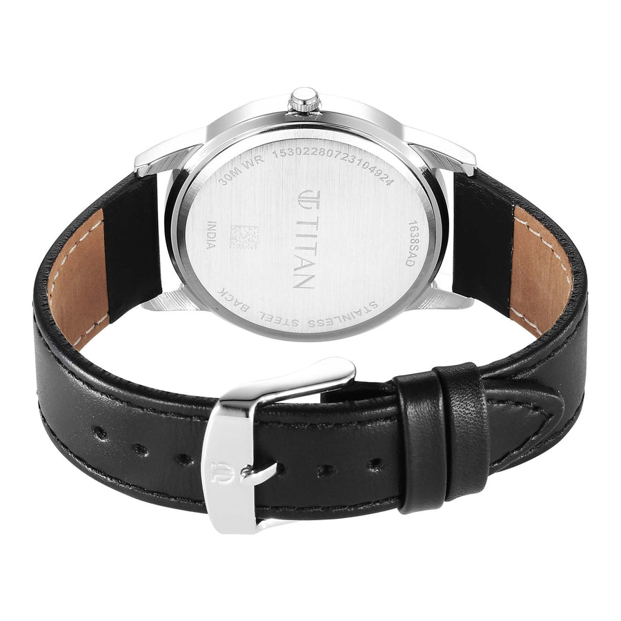 Đồng hồ Nam TITAN Null dây da mặt màu đen - 1638SL02