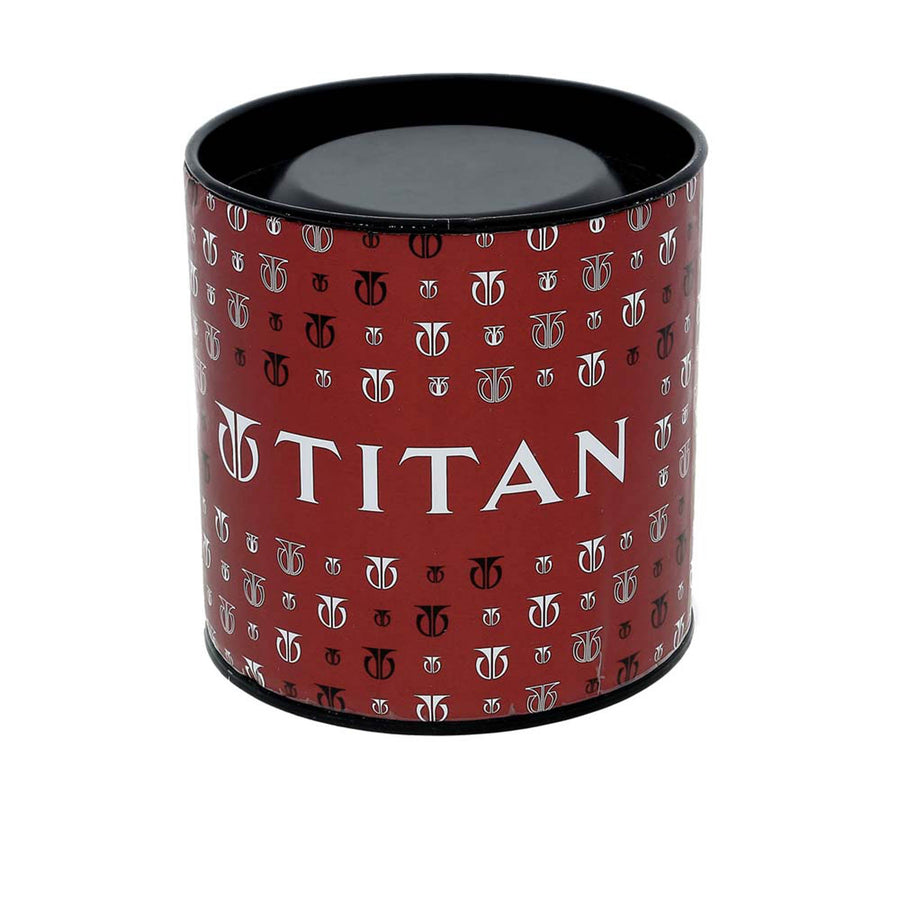 Titan Analog with Day and Date Quartz Champagne Dial Metal Round Stainless Steel Strap watch for Men