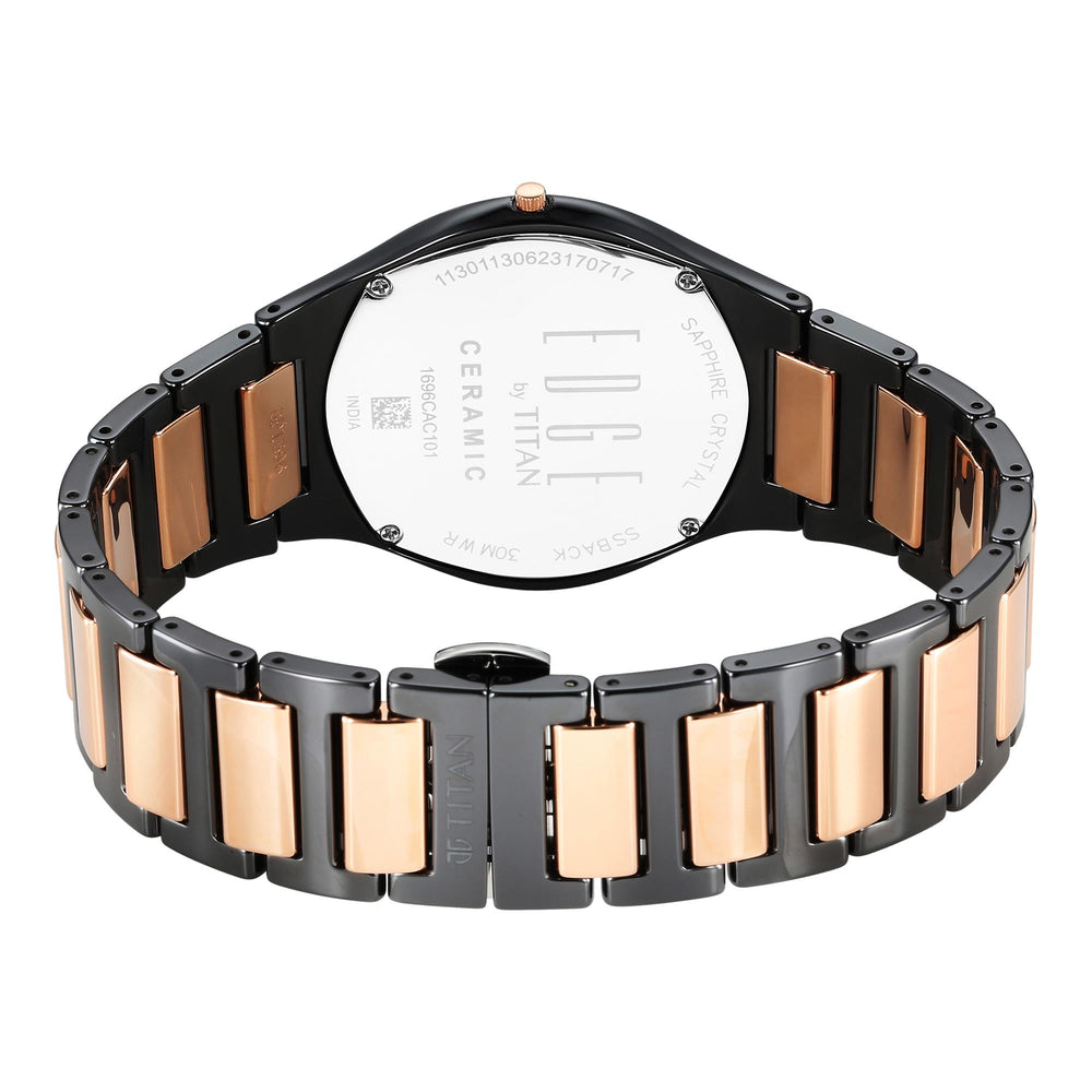 Đồng hồ Nam TITAN Edge Ceramic dây thép không gỉ mặt màu đen - 1696KC02